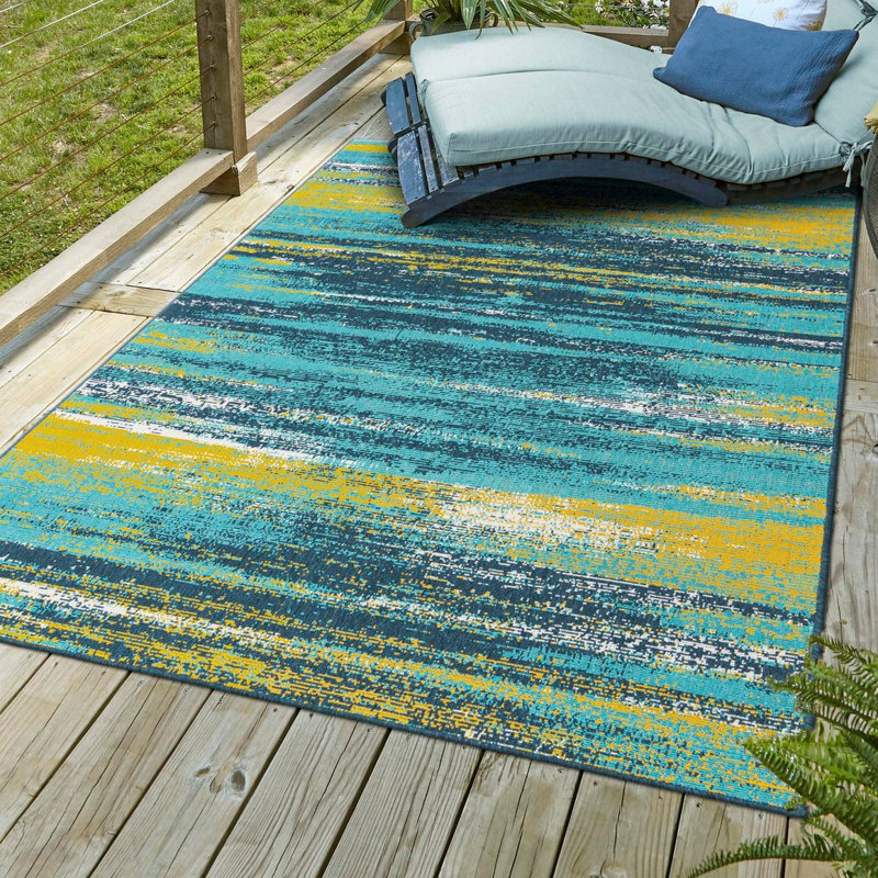 Unique Loom Teal/Blue Indoor/Outdoor Rug Wayfair